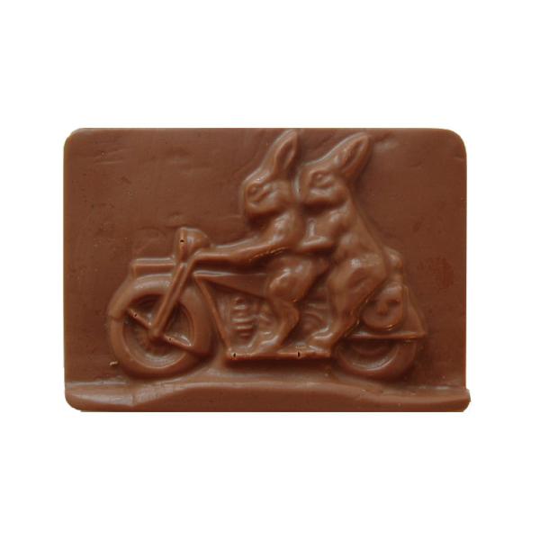 Schokoladenform Replika Ostern I, Hase auf Motorrad