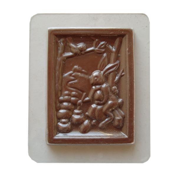 Schokoladenform Replika Ostern III, Hase & Vögelchen